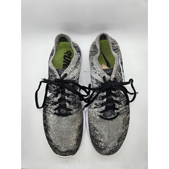 Nike Free RN Flyknit Shoes Men's 8.5 Black White Oreo Running Athletic Sneakers - Picture 3 of 8
